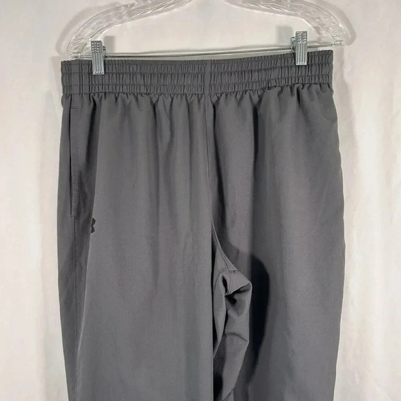 Under Armour Track Pants Men's Large Grey Pull On Drawstring Mesh Lined Pockets - Picture 2 of 13